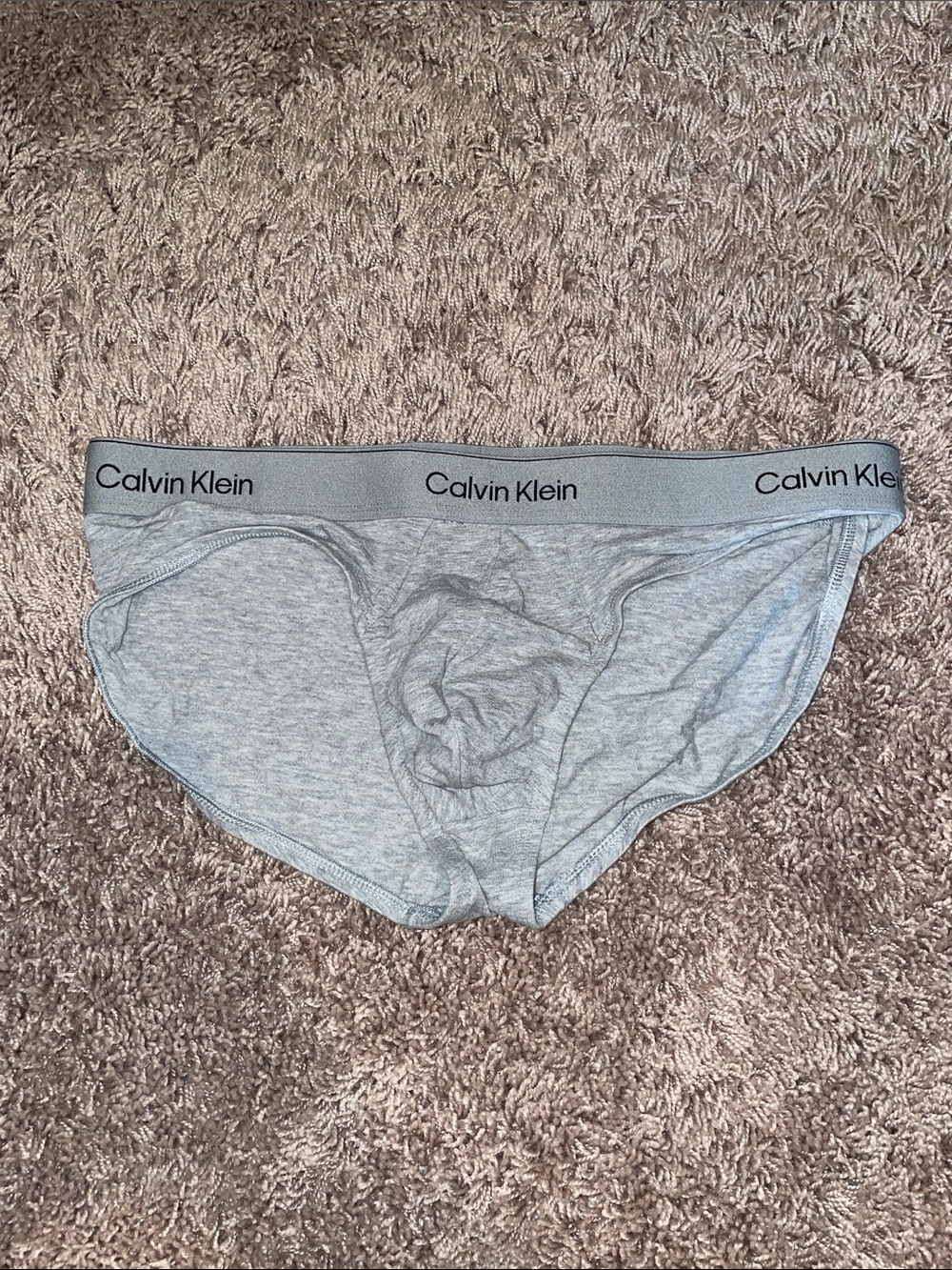 Gently worn Calvin Klein Light Gray Men's Briefs with Logo Waistband